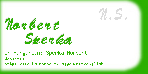 norbert sperka business card